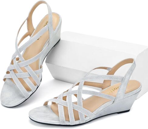 نساء على نطاق واسع إسفين ساندالز الحفلات حفل زفاف لباس الصنادل حزام مرن in Kuwait