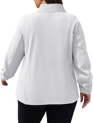 كوتري زائد الحجم الصوف سترة النساء خفيفة الوزن zip up السترات الناعمة دافئة دافئة طويلة الأكمام القطبية مع جيوب لفصل الشتاء in Kuwait