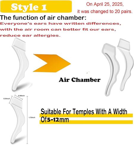 Four Styles Glasses Ear Grips -20 Pairs Eye Glasses Ear Grippers Anti-Slip Holder, Silicone Ear Hook, Glasses Ear Grip Sleeve Retainer for Sports Glasses, Sunglasses Reading Glasses (Clear) in Saudi Arabia