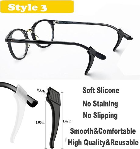 Four Styles Glasses Ear Grips -20 Pairs Eye Glasses Ear Grippers Anti-Slip Holder, Silicone Ear Hook, Glasses Ear Grip Sleeve Retainer for Sports Glasses, Sunglasses Reading Glasses (Clear) in Saudi Arabia