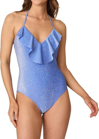 Shoshanna Women's Blueberry Shimmer Ruffle Maillot One Piece in Saudi Arabia