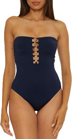 Trina Turk Women's Monaco Ring Bandeau One Piece Swimsuit ، قابلة للتعديل ، بدلات الاستحمام in Saudi Arabia
