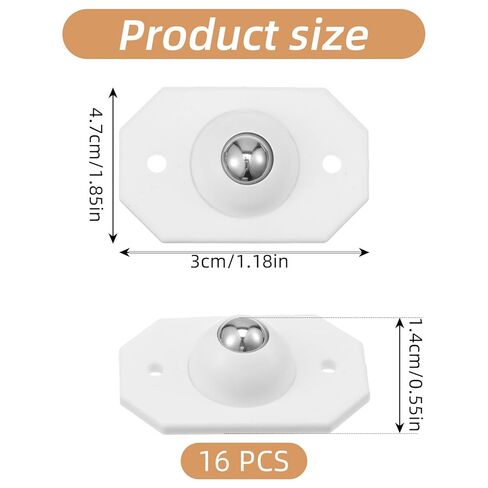 16Pcs Self Adhesive Caster Wheels, Appliance Rollers for Kitchen Appliances, 360° Swivel Mini Universal Rollers for Trash Can, Storage Box, Small Furniture(White) in Saudi Arabia