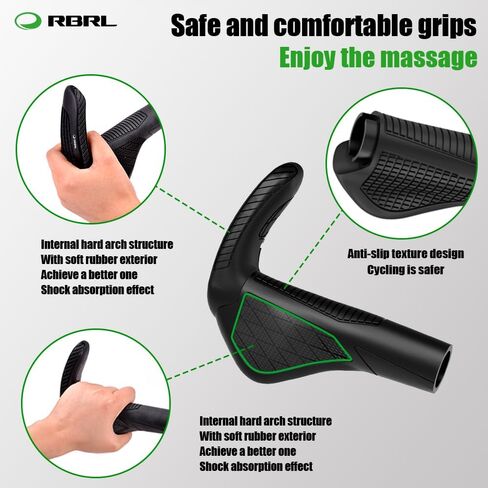 RBRL BIKE Handlebar Grips ، ERGONIMIC توسيع القابضة قبضة دراجة التصميم ، مضاد للانزلاق دراجة MTB قبضة ، مقابض المقود المهنية للدراجة الجبلية ، BMX ، الدراجات البخارية in Kuwait