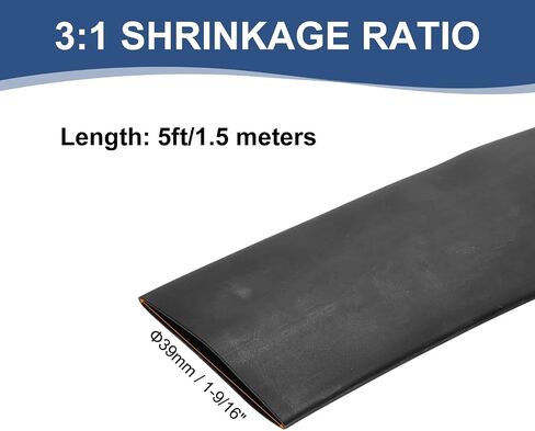 MECCANIXITY 5/8 Inch Heat Shrink Tubing Waterproof, 3:1 Dual Wall Marine Adhesive Lined Industrial Heat Shrink Tube Wiring Wrap 20ft, Black in Saudi Arabia