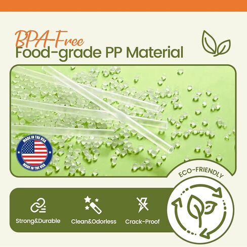 Plastic Straws [500 Pcs-7.8" Long] Individually Wrapped Clear Disposable Drinking Straws - Made in USA - Straight Long Straws for Party, 0.23'' Diameter in Kuwait