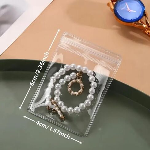 100pcs Clear Resealable Antioxidant Jewelry Bags, Self-Sealing Zipper Pouches for Jewelry Organization, Display，4 * 6cm in Saudi Arabia