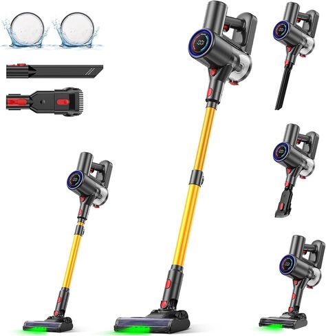 Cordless Vacuum Cleaner, 40KPA/40Mins, LED Display, Lightweight Stick Vacuum with Powerful Suction, Self-Standing, Green Light, Rechargeable Vacuum Cleaners for Home Pet Hair Carpet Hard Floors in Saudi Arabia