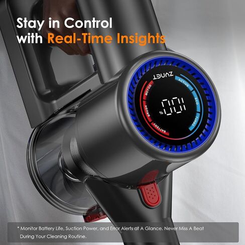 Cordless Vacuum Cleaner, 40KPA/40Mins, LED Display, Lightweight Stick Vacuum with Powerful Suction, Self-Standing, Green Light, Rechargeable Vacuum Cleaners for Home Pet Hair Carpet Hard Floors in Saudi Arabia