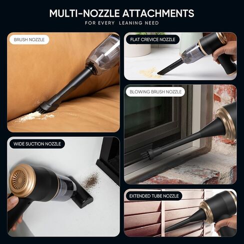 ThomasWorth Handheld Vacuum Cleaner for Car with Strong 15000Pa Suction, 3-in-1 Mini Car Vacuum Cordless Rechargeable with 120W Motor Air Duster and Pump for Deep Cleaning Anywhere in Saudi Arabia