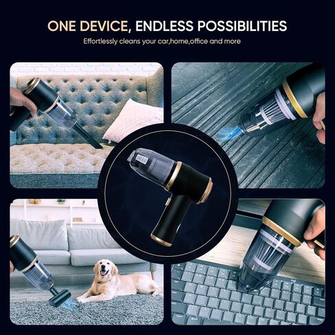 ThomasWorth Handheld Vacuum Cleaner for Car with Strong 15000Pa Suction, 3-in-1 Mini Car Vacuum Cordless Rechargeable with 120W Motor Air Duster and Pump for Deep Cleaning Anywhere in Saudi Arabia