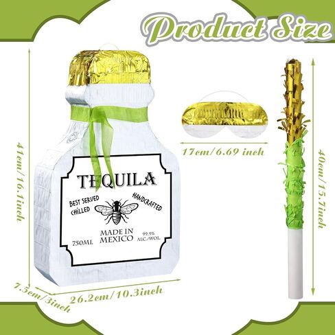 Panelee Adult Pinata with Stick Tassel Blindfold Confetti Beer Mug Pinatas Champagne Whisky Tequila Bottle Pinata Set for Adult Women Men Bachelor Birthday Wedding Anniversary Party (Whisky) in Kuwait
