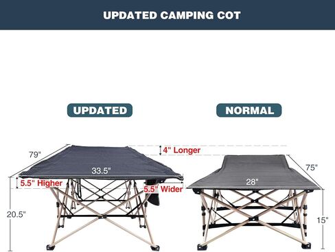 REDCAMP 2 Person Extra Wide Camping Cots for Adults 500lbs | 59"W Oversized Heavy Duty Sleeping Cots, XXXL Cots Portable for Indoor Office Outdoor, Grey in Saudi Arabia