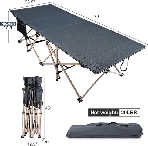 REDCAMP 2 Person Extra Wide Camping Cots for Adults 500lbs | 59"W Oversized Heavy Duty Sleeping Cots, XXXL Cots Portable for Indoor Office Outdoor, Grey in Saudi Arabia
