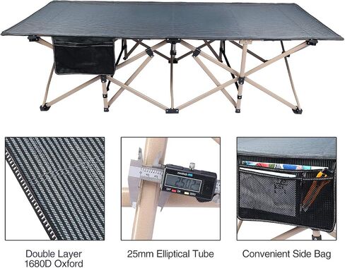 REDCAMP 2 Person Extra Wide Camping Cots for Adults 500lbs | 59"W Oversized Heavy Duty Sleeping Cots, XXXL Cots Portable for Indoor Office Outdoor, Grey in Saudi Arabia