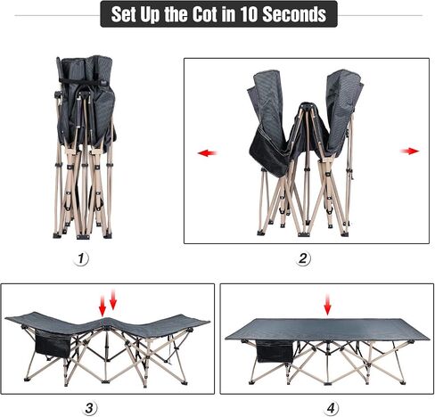 REDCAMP 2 Person Extra Wide Camping Cots for Adults 500lbs | 59"W Oversized Heavy Duty Sleeping Cots, XXXL Cots Portable for Indoor Office Outdoor, Grey in Saudi Arabia