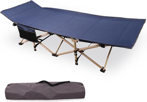 REDCAMP Padded Folding Camping Cot for Adults, Heavy Duty Sleeping Cot Bed with Pad, Travel Camp Cots with Carry Bag Portable for Outdoor Home Office, Black in Saudi Arabia