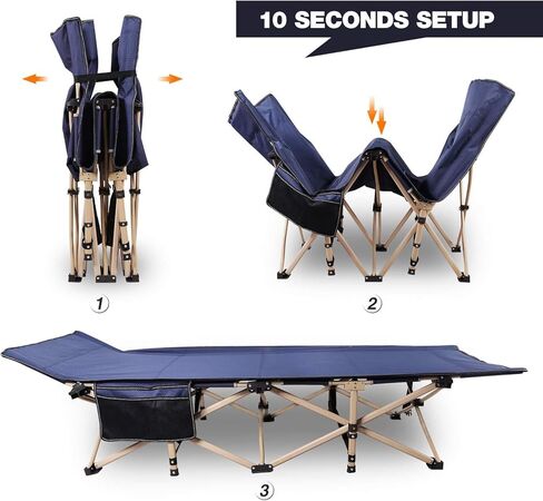 REDCAMP Padded Folding Camping Cot for Adults, Heavy Duty Sleeping Cot Bed with Pad, Travel Camp Cots with Carry Bag Portable for Outdoor Home Office, Black in Saudi Arabia