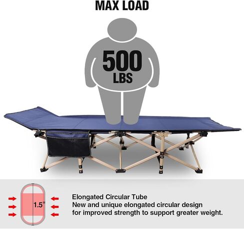 REDCAMP Padded Folding Camping Cot for Adults, Heavy Duty Sleeping Cot Bed with Pad, Travel Camp Cots with Carry Bag Portable for Outdoor Home Office, Black in Saudi Arabia