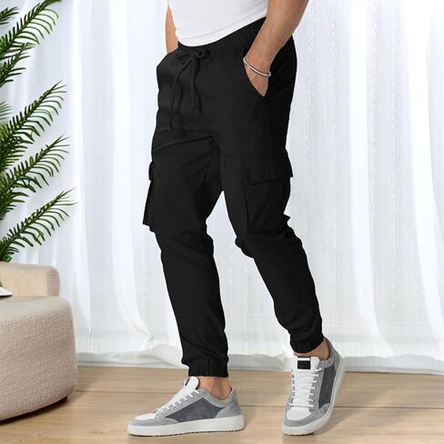 Men's Casual Pants Drawstring Waist Multi-Pockets in Saudi Arabia
