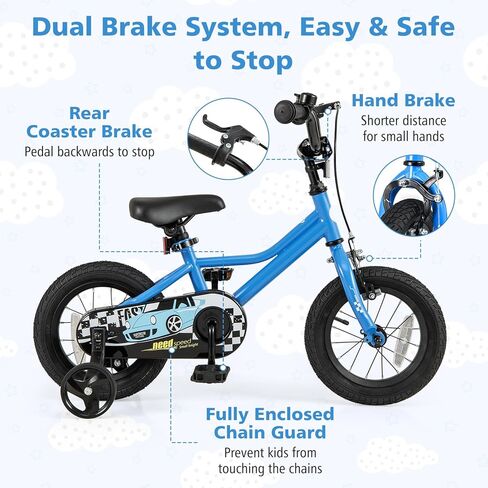 Baby Joy Kids Bike ، 12 14 16 18 18 بوصة للسيارة دراجة رياضية مع عجلات تدريب قابلة للإزالة ، فرامل يدوية وتوقف ، مقعد ومقعد قابل للتعديل ، فتيات الفتيان. in Saudi Arabia