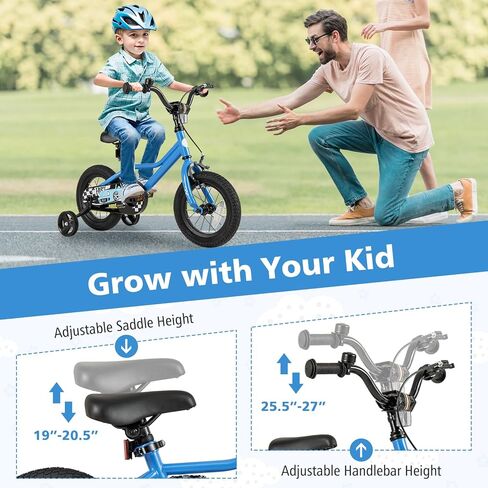 Baby Joy Kids Bike ، 12 14 16 18 18 بوصة للسيارة دراجة رياضية مع عجلات تدريب قابلة للإزالة ، فرامل يدوية وتوقف ، مقعد ومقعد قابل للتعديل ، فتيات الفتيان. in Saudi Arabia