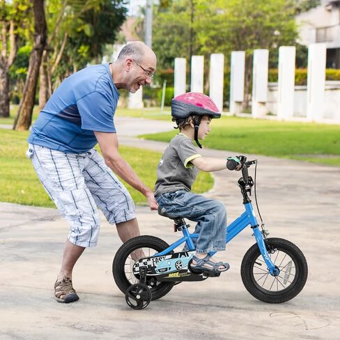 Baby Joy Kids Bike ، 12 14 16 18 18 بوصة للسيارة دراجة رياضية مع عجلات تدريب قابلة للإزالة ، فرامل يدوية وتوقف ، مقعد ومقعد قابل للتعديل ، فتيات الفتيان. in Saudi Arabia