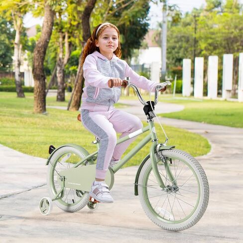 HONEY JOY Kids Bike, 12 14 16 18 Inch Toddler Bikes w/Training Wheels, Handbrake & Coaster Brake, Fully Enclosed Chain, Adjustable Handlebar & Seat, Kids Bicycle for Girls Boys Age 3-8 in Saudi Arabia
