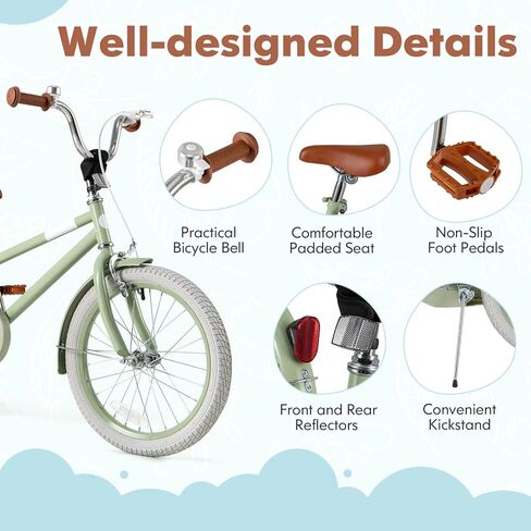HONEY JOY Kids Bike, 12 14 16 18 Inch Toddler Bikes w/Training Wheels, Handbrake & Coaster Brake, Fully Enclosed Chain, Adjustable Handlebar & Seat, Kids Bicycle for Girls Boys Age 3-8 in Saudi Arabia