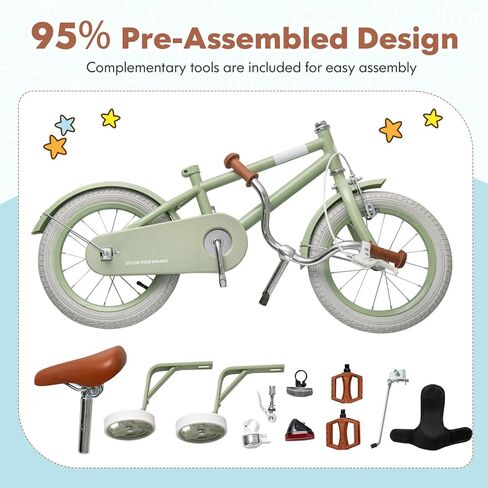 HONEY JOY Kids Bike, 12 14 16 18 Inch Toddler Bikes w/Training Wheels, Handbrake & Coaster Brake, Fully Enclosed Chain, Adjustable Handlebar & Seat, Kids Bicycle for Girls Boys Age 3-8 in Saudi Arabia