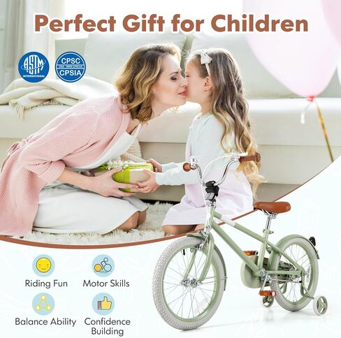 HONEY JOY Kids Bike, 12 14 16 18 Inch Toddler Bikes w/Training Wheels, Handbrake & Coaster Brake, Fully Enclosed Chain, Adjustable Handlebar & Seat, Kids Bicycle for Girls Boys Age 3-8 in Saudi Arabia