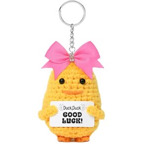 DEEKA Crochet Cheer Duck with Bow Cheer Gifts Bag Accessories Essentials Keychain for Backpack Cheerleading Team Gifts in Kuwait