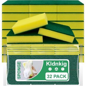 Cleaning Sponge,32 Pack Dual-Sided Dishwashing Sponge for Kitchen, Cleans Fast Without Scratching,Eco Safe on Non-Stick Cookware,Scrub Pads for Dishes,Pans All at Once in Saudi Arabia