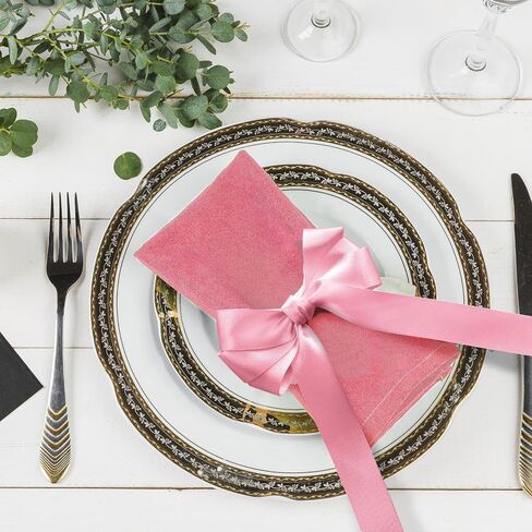 Pink Bow Napkin Rings Set of 12 Pink Ribbon Candlestick Decor Charms Coquette Bow for Wine Glasses Ribbon Gift Rings Bulk for Candle Holder Wedding Birthday Party Bridal Shower Wrapping in Kuwait