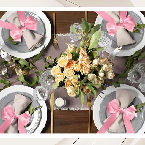 Pink Bow Napkin Rings Set of 12 Pink Ribbon Candlestick Decor Charms Coquette Bow for Wine Glasses Ribbon Gift Rings Bulk for Candle Holder Wedding Birthday Party Bridal Shower Wrapping in Kuwait