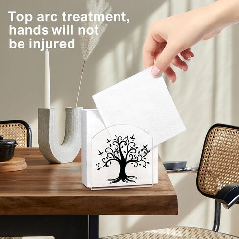 Napkin Holder with Designer Patterns, 2 Pack Upright Clear Acrylic Napkin Holder for Table, Modern Guest Cocktail Paper Napkins Dispenser 5"x5" for Dining Room, Kitchen, Bar (Colorful Butterfly) in Saudi Arabia