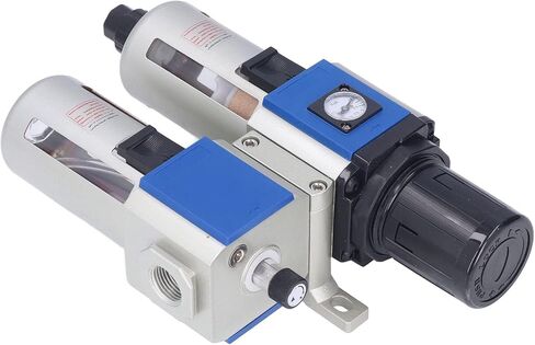 Compressed Air Filter Regulator Lubricator Combo High Efficiency Water Oil Trap Separator 3 in 1 Unit for Pneumatic Systems Aluminum Alloy Construction PT3/8 PT1/2 Sizes (GFC400-10) in Saudi Arabia