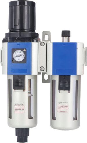 Compressed Air Filter Regulator Lubricator Combo High Efficiency Water Oil Trap Separator 3 in 1 Unit for Pneumatic Systems Aluminum Alloy Construction PT3/8 PT1/2 Sizes (GFC400-10) in Saudi Arabia
