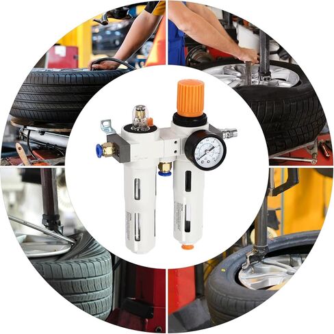 Air Pressor Oil Water Regulator Separator Tire Changer Machine Part Oil Water Separator with Pressure Gauge and Connectors, Lower Air Outlet, with Standard Interface (Max.145Psi) in Saudi Arabia