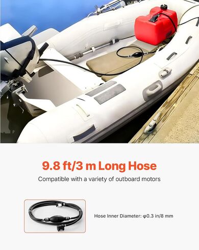 VEVOR Boat Marine Fuel Tank, 12 Gallon/55L, Portable Fuel Gas Tank for Outboard Engine Boats, Plastic Outboard Marine Boat Fuel Tank with Hose, Easy to Carry for Yacht, Fishing & Deck Boat, Red in Saudi Arabia