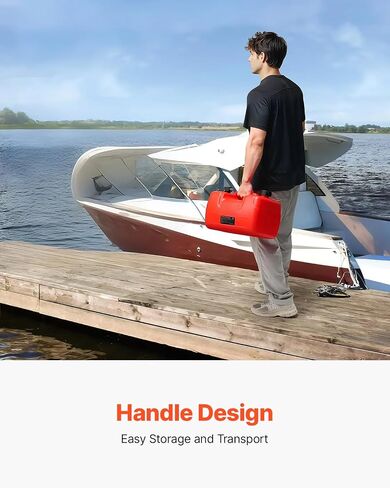 VEVOR Boat Marine Fuel Tank, 12 Gallon/55L, Portable Fuel Gas Tank for Outboard Engine Boats, Plastic Outboard Marine Boat Fuel Tank with Hose, Easy to Carry for Yacht, Fishing & Deck Boat, Red in Saudi Arabia