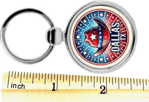 Westmon Works Dallas Keychain Metal Key Ring Texas مع صورة قبعة رعاة البقر ، هدايا تذكارية مصنوعة في الولايات المتحدة الأمريكية in Saudi Arabia