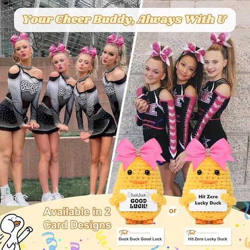 DEEKA Crochet Cheer Duck with Bow Cheer Gifts Bag Accessories Essentials Keychain for Backpack Cheerleading Team Gifts in Kuwait