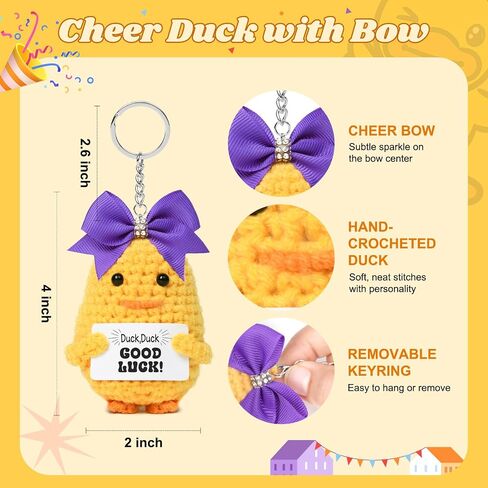 Deeka Crochet Cheer Duck with Bow Cheer Gifts Association asserials chienchain for backpack cheerleading gifts in Kuwait