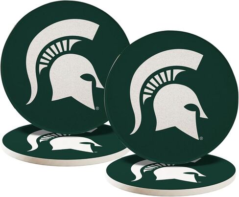 Desert Cactus Michigan State University Ceramic Coasters 4 Pack Spartans MSU Absorbent Drink Coasters with Cork Backing (Design A) in Saudi Arabia
