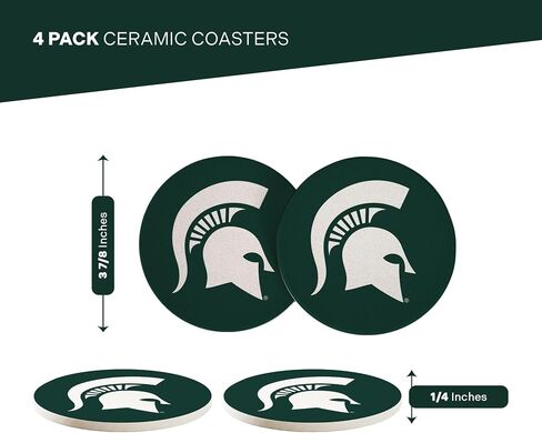 Desert Cactus Michigan State University Ceramic Coasters 4 Pack Spartans MSU Absorbent Drink Coasters with Cork Backing (Design A) in Saudi Arabia
