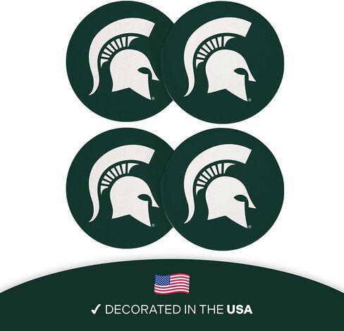 Desert Cactus Michigan State University Ceramic Coasters 4 Pack Spartans MSU Absorbent Drink Coasters with Cork Backing (Design A) in Saudi Arabia