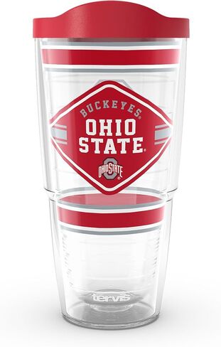 Tervis Ohio State Buckeyes - سلسلة أول مصنوعة في الولايات المتحدة الأمريكية كوب سفر معزول مزدوج الجدران معزولة يحافظ على المشروبات الباردة والساخنة ، 10 أوقية ، كلاسيكية in Saudi Arabia