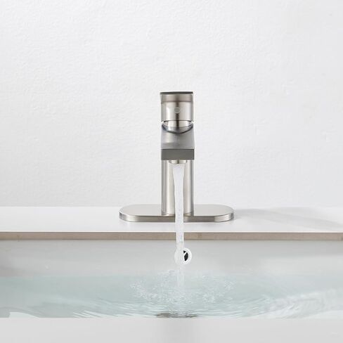 Gold Bathroom Faucet 1 Hole, Single Handle Bathroom Vanity Sink Faucet with Deck Plate & Metal Pop-Up Drain & Supply Lines, Gold Brushed Finish in Saudi Arabia