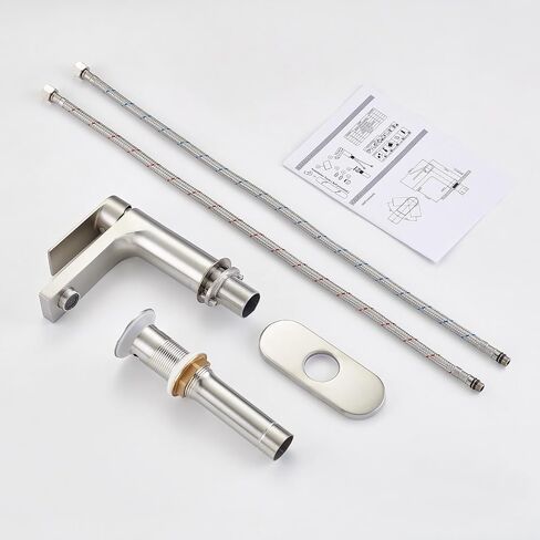 Gold Bathroom Faucet 1 Hole, Single Handle Bathroom Vanity Sink Faucet with Deck Plate & Metal Pop-Up Drain & Supply Lines, Gold Brushed Finish in Saudi Arabia